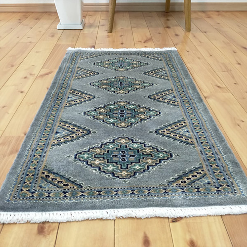 軽くて畳める手織りラグ パキスタン絨毯 玄関マット トライバルラグ