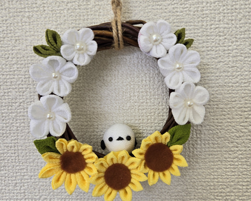 つまみ細工リース　ナナ 1c7a037940ffb07a9c15a892a861c5