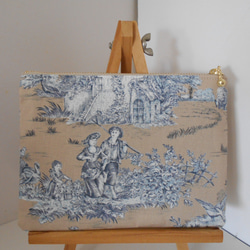 フランス生地のポーチ　トワルドジュイPASTORALE１６㎝ベージュ 3枚目の画像