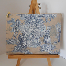 フランス生地のポーチ　トワルドジュイPASTORALE１６㎝ベージュ 5枚目の画像