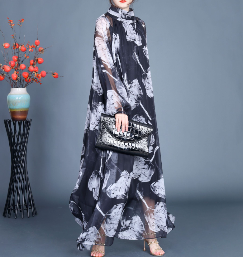 ♪上品.シルクワンピース.ファッション着痩せワンピース  超ゆったり きれいめドレス