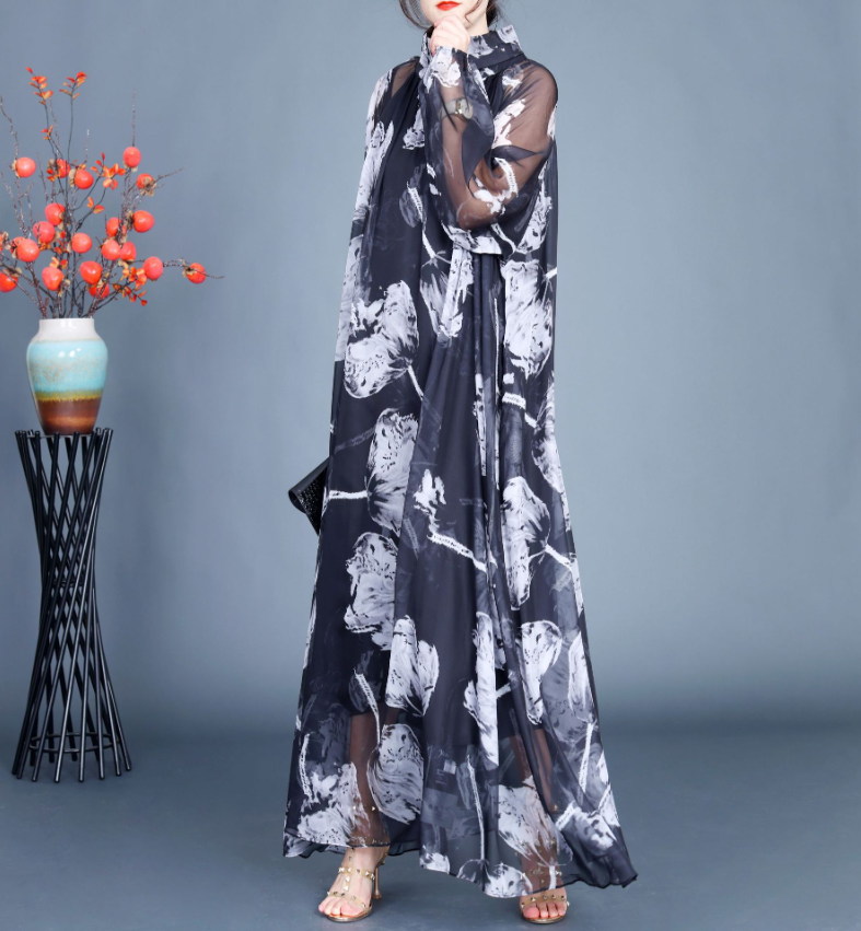 ♪上品.シルクワンピース.ファッション着痩せワンピース  超ゆったり きれいめドレス