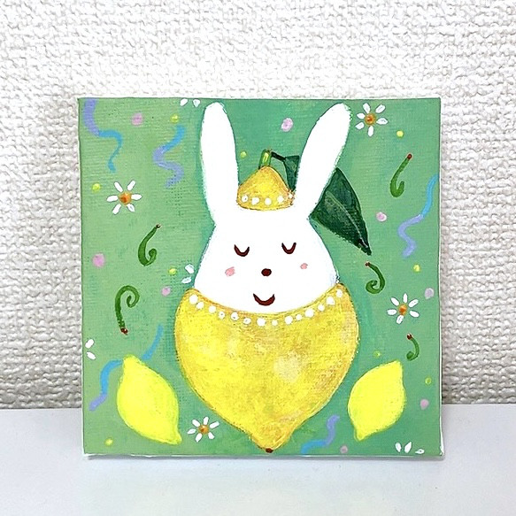 うさぎ の イラスト 「 Happy Easter」 原画 キャンバス 原画