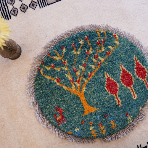 40×40cm ペルシャ絨毯 手織りギャッベ アマレ族 ギャベ 120×44cm