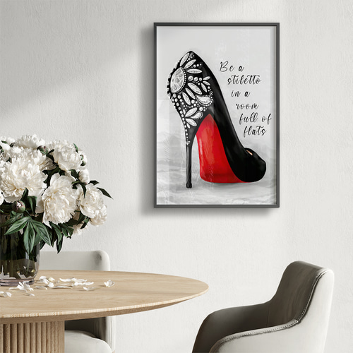 アートポスター ハイヒール スティレット レッド ブラック メッセージ