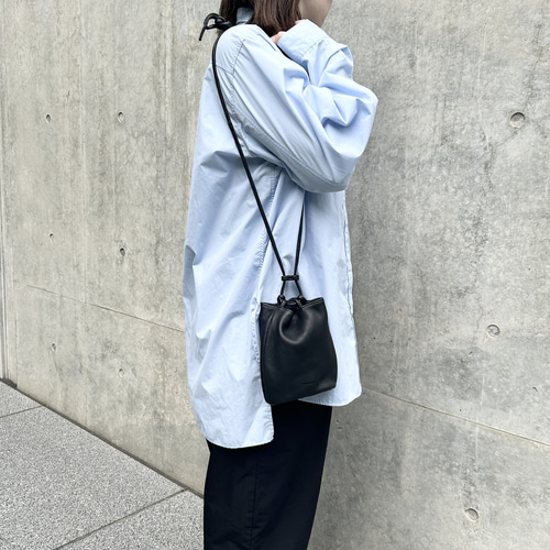 ドローストリングショルダーバッグS / サステナブルレザー（国産本牛革