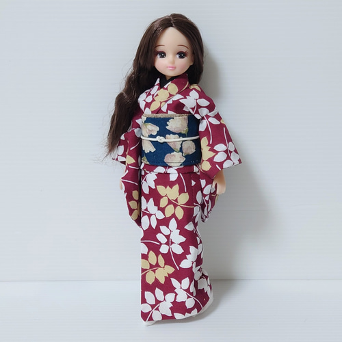 KI0005】 リカちゃん 着物（えんじ花） その他人形 Cattleya