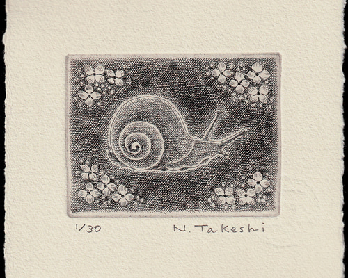 かたつむり・2024/銅版画(作品のみ） 版画 Atelie Gray 通販 18128488
