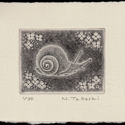 かたつむり・2024/銅版画(額あり） 版画 Atelie Gray 通販 18128507