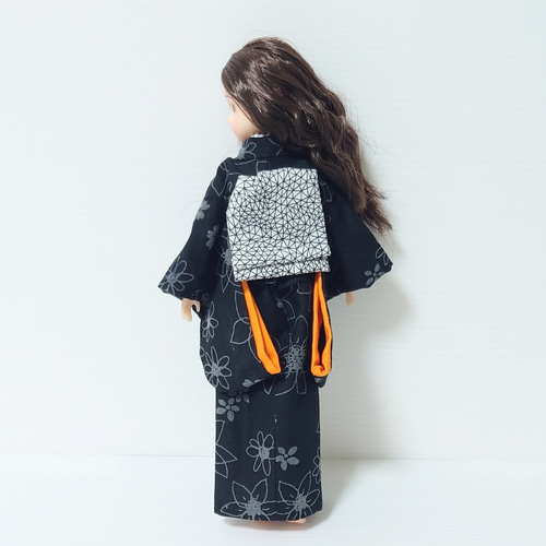 KI0009】 リカちゃん 着物（黒花） その他人形 Cattleyaカトレア