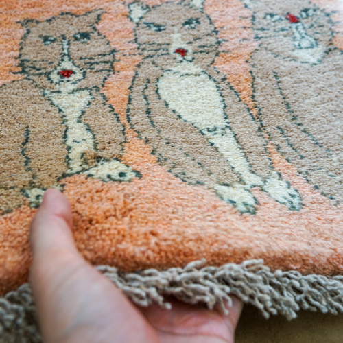 40×40cm【ペルシャ絨毯 手織りギャッベ】アマレ族ギャッベ