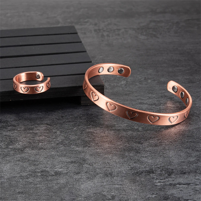 リング 指輪 純銅磁気ブレスレット   エネルギーマグネット付き 磁気ブレスレット ストレス解消   減量SSP150