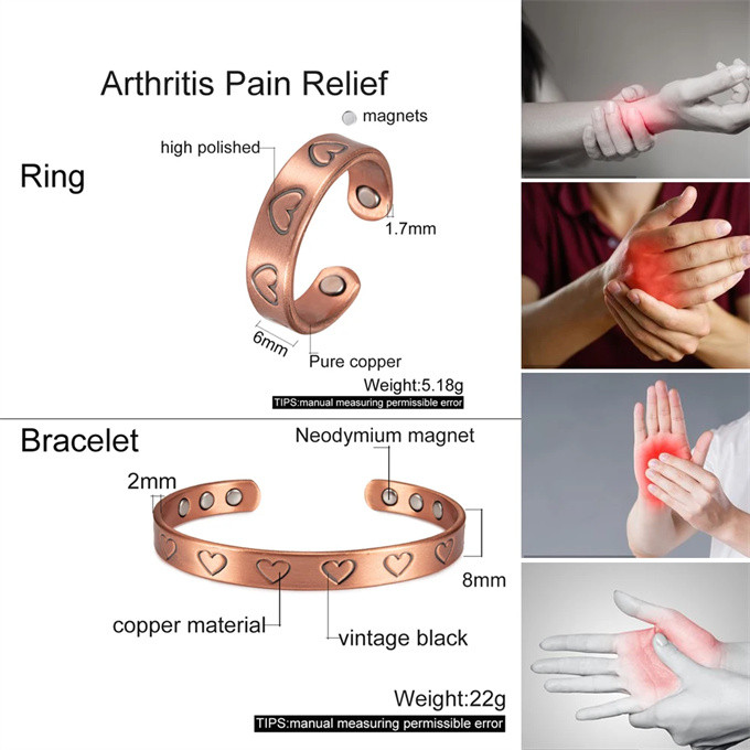 リング 指輪 純銅磁気ブレスレット   エネルギーマグネット付き 磁気ブレスレット ストレス解消   減量SSP150