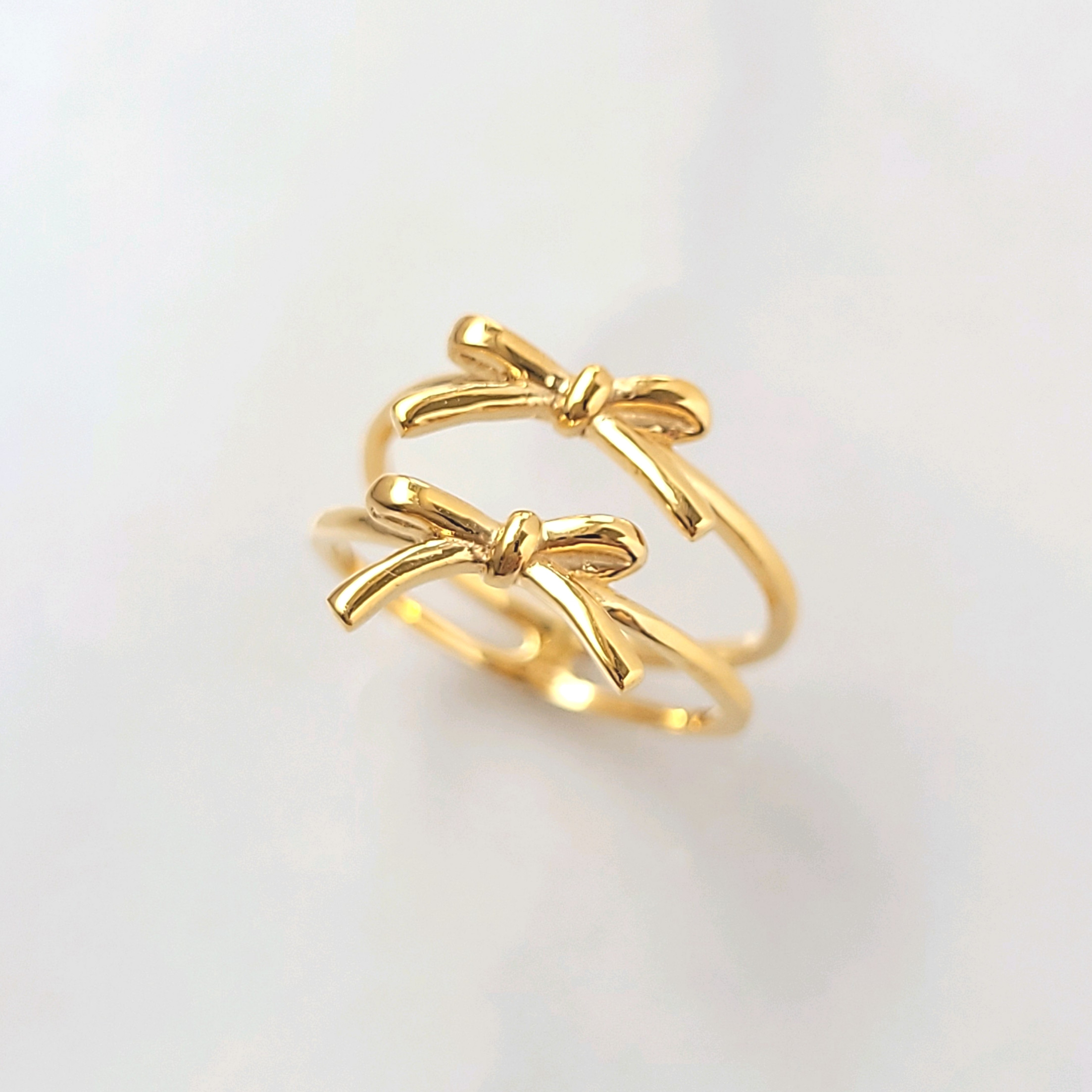 重ねづけ風ダブルリボンリング＊バレエコア