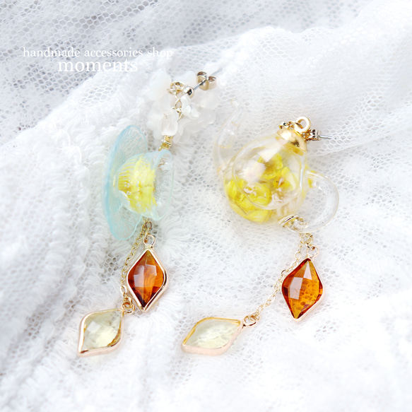 アフタヌーンティー　かわいいティーポットピアス 1枚目の画像