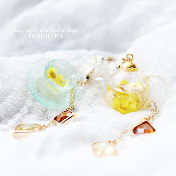 アフタヌーンティー　かわいいティーポットピアス 2枚目の画像