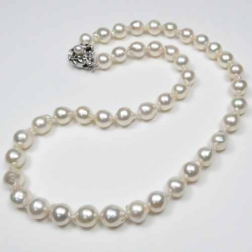 アコヤ本真珠 バロック 8.0-8.5mm大珠ネックレス 照り光沢抜群の