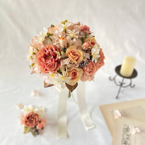 オーダーメイド】テラコッタ&オレンジローズのアンティーク