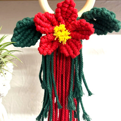マクラメフラワー ミニタペストリー ハンドメイド（赤） その他