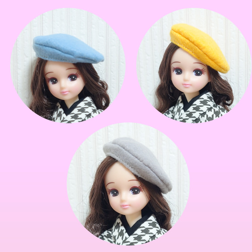 リカちゃんジェニーサイズの手編み帽子単品 ハンドメイド 花