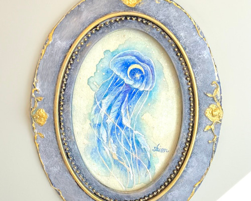 でおすすめアイテム。 星空クラゲ 青」 /日本画 原画 アンティーク インテリアアート 絵画