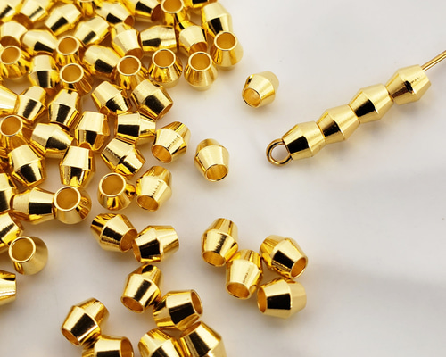 50個 ソロバン型 双円錐形 真鍮 ビーズ スペーサー 数珠 お守り 和風