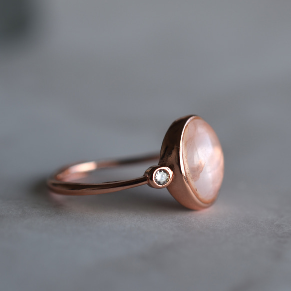 残り3・フリーサイズ】大粒 ローズクォーツ カボション ピンクゴールド