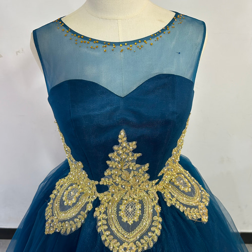 カラードレス ロング ネイビー色 ステージ衣装 ピアノ演奏会/音楽会  