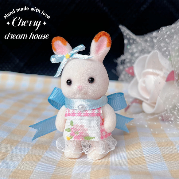 花柄ワンピースのうさぎちゃん ぬいぐるみ 部屋飾り 海外作家様