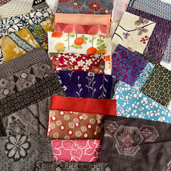 古布　正絹　裂織り　Ｙ様確認用 古布・和裂・着物柄生地ハギレ サイズいろいろまとめて27枚 ㉟ 生地