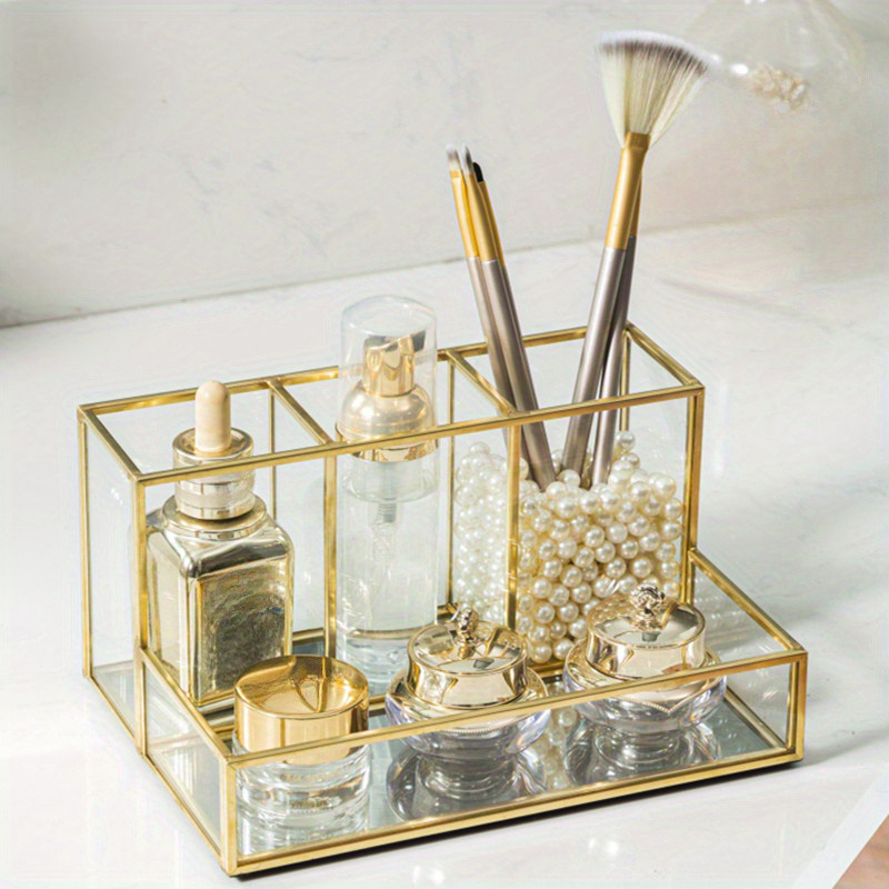 コスメ収納ボックス　ゴールド