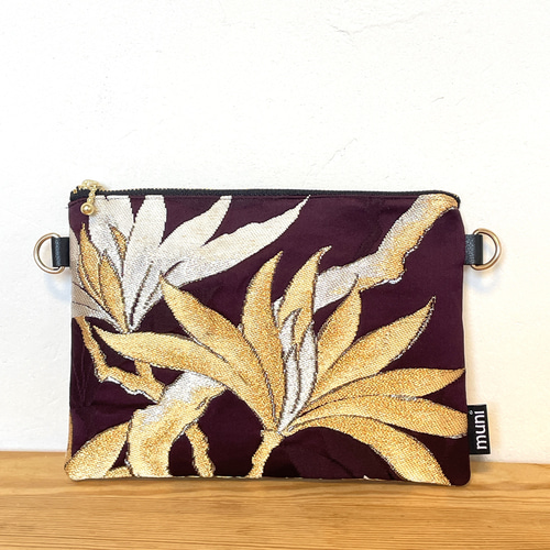 ストラップ有無選べる 今ならタッセル付き 着物帯リメイク ポーチ