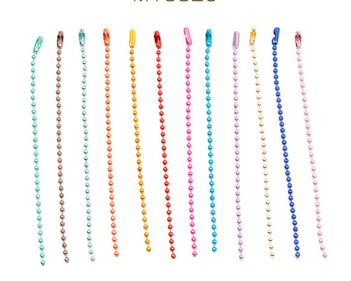 M13825 30個 カラーボールチェーン キーホルダーパーツ キーリング