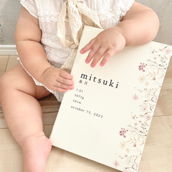 キャンバス命名書flower  ネームボード　キャンバスボード　お七夜　出産祝い　お食い初め　ニューボーンフォト　 7枚目の画像