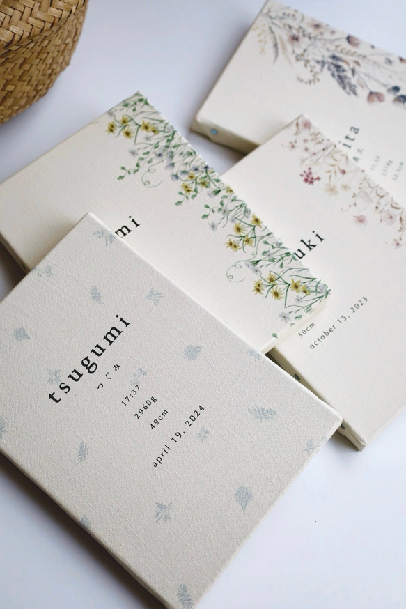 キャンバス命名書flower  ネームボード　キャンバスボード　お七夜　出産祝い　お食い初め　ニューボーンフォト　 11枚目の画像