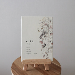 キャンバス命名書flower  ネームボード　キャンバスボード　お七夜　出産祝い　お食い初め　ニューボーンフォト　 9枚目の画像