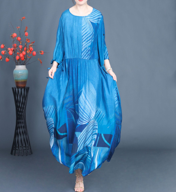 ♪上品.100％シルクワンピース.ファッション着痩せワンピース 超  