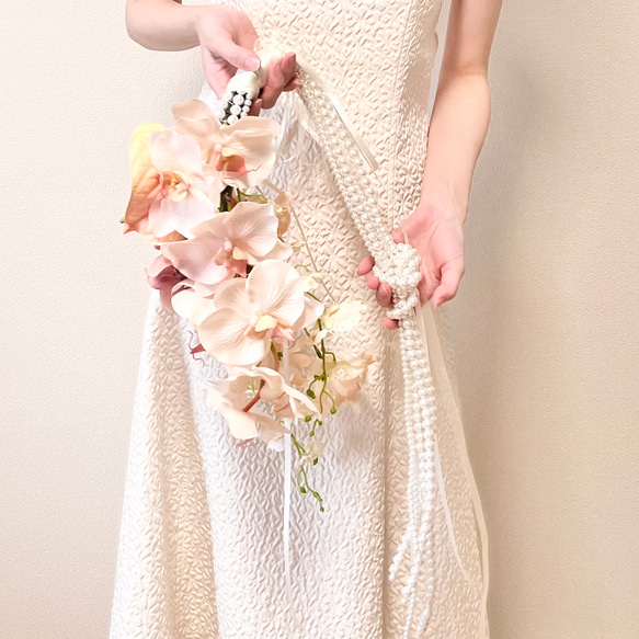 ピンク胡蝶蘭造花ブーケ ピンク胡蝶蘭 バスケット ブーケ 結婚式 ウェディング ブーケ