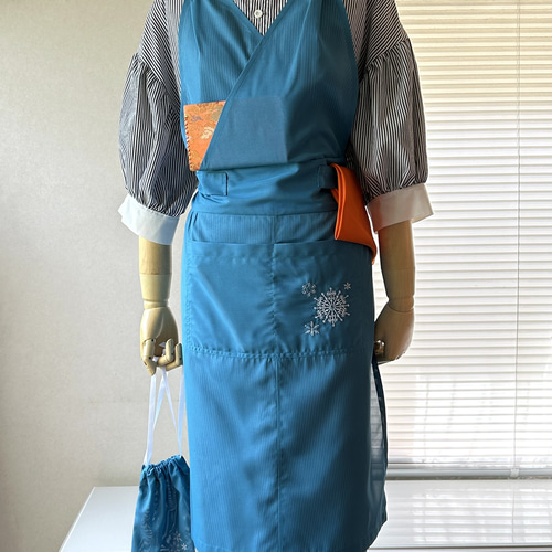 雪花 絽で涼しく！夏のお稽古に 洗える稽古着 茶道 けいこ着 縹色 収納