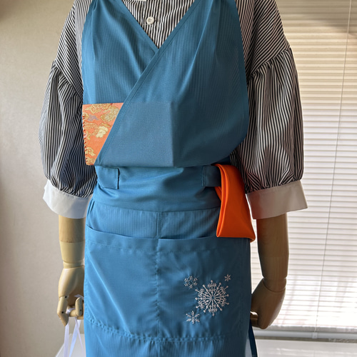 茶道　稽古着エプロン　ネイビー 茶道お稽古着 茶道エプロン お着物のエプロンにも♪ ネイビー