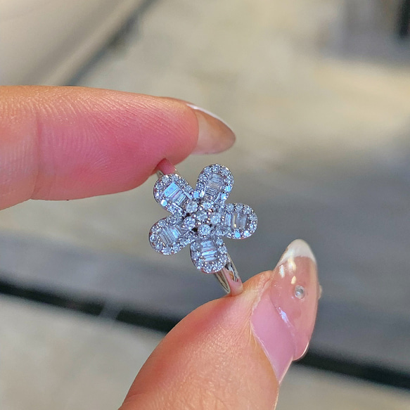 フラワーデザイン天然ダイヤモンドリング K18YG3.00 Ct.天然