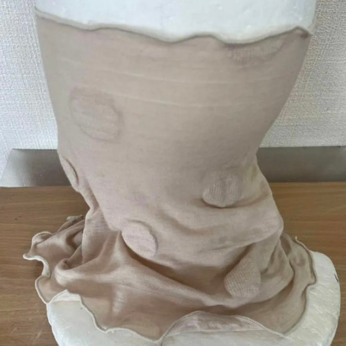 特別色ドットエンボス加工綿100%手染めグレージュレースシングル手作り  