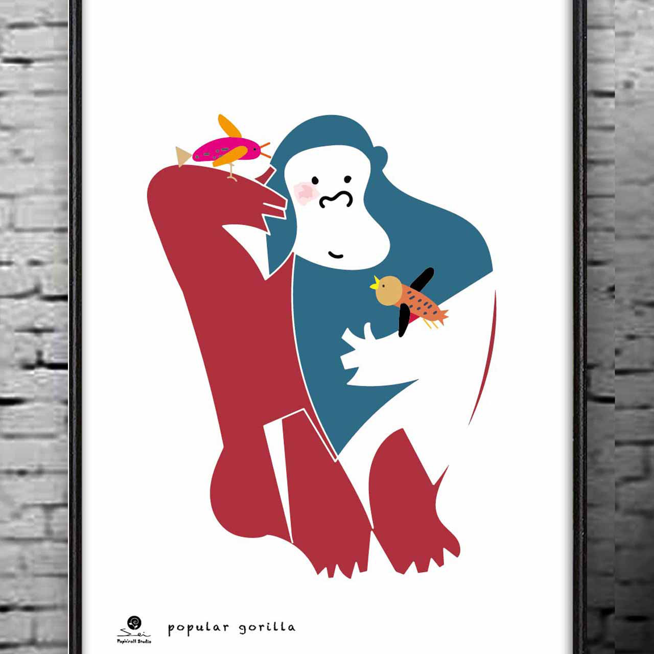 人気者のゴリラモダンバージョン　イラスト　ポスター　A4 A3 A2 A1 アートポスター　1173