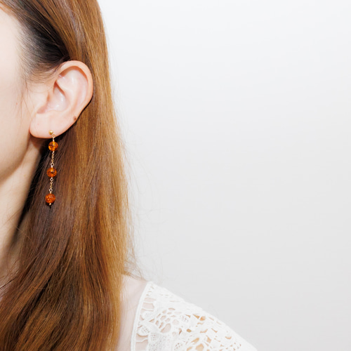 琥珀 ピアス イヤリング ピアスチャーム アンバー ピアス  