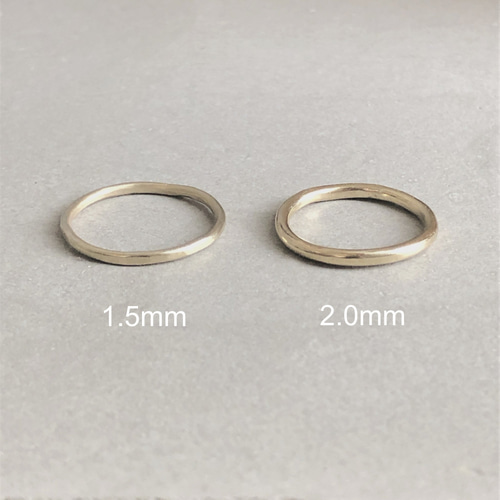 K10 槌目リング 15号 細身 ゴールド 刻印あり K10】1.5mm ring / K10 槌目マット イエローゴールドリング 1.5mm