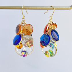 サークル　ピアス　イヤリング　ゴールド　レトロ　クラシック　シンプル　アクセ レトロポップなつぶつぶサークルピアス イヤリング スパンコール