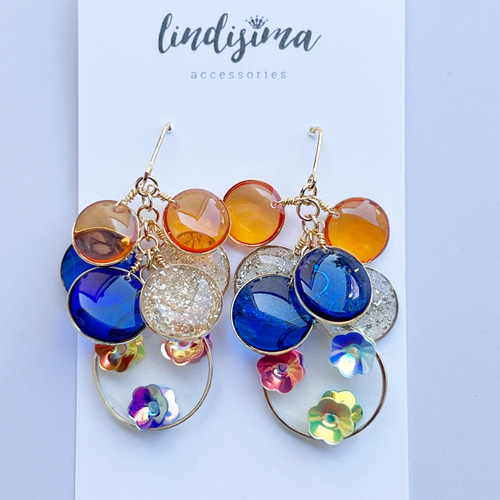 レトロポップなつぶつぶサークルピアス イヤリング スパンコール