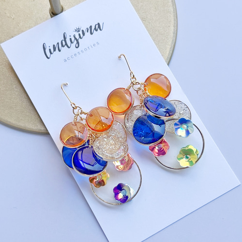 レトロポップなつぶつぶサークルピアス イヤリング スパンコール