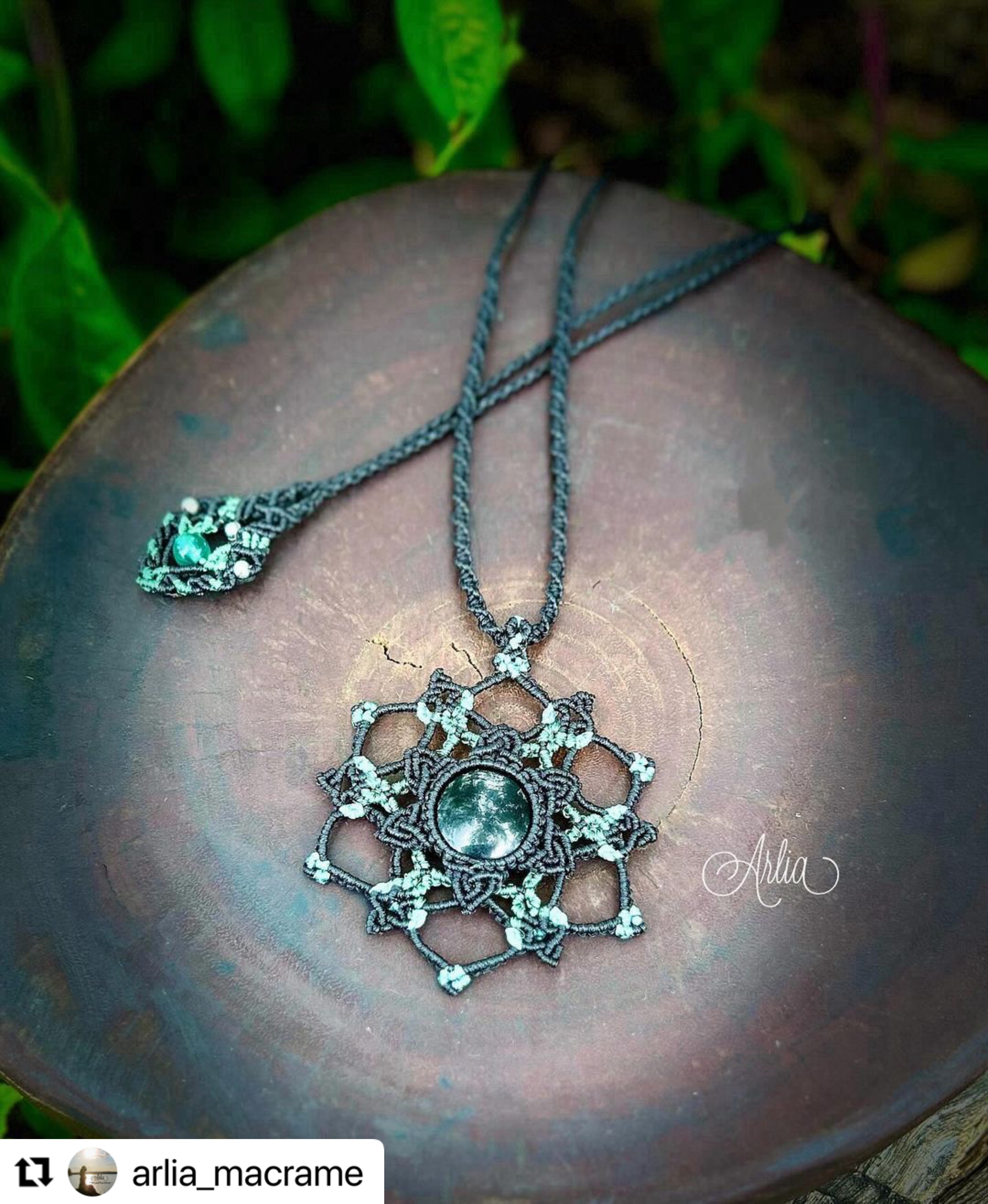 マクラメネックレス　オニキス