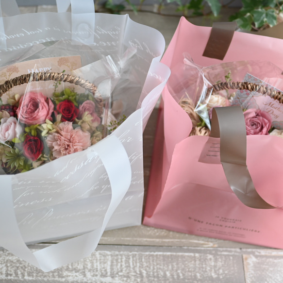ローズフラワーガーデン＊コーラルピンク お部屋に作る薔薇のお庭のアレンジメント　プリザーブドフラワー 13枚目の画像